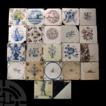 Post Medieval Dutch Glazed Ceramic Tile Group