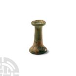 Roman Green Glass Cotton Reel Type Unguentarium