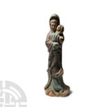 Chinese Qing Glazed Ceramic Female With Child