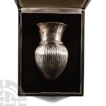 Eastern Greek Ribbed Silver Vase