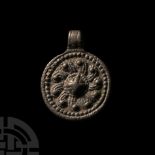 Viking Age Bronze Sun Whorl Pendant