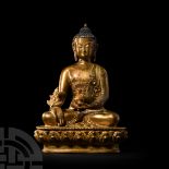 Sino-Tibetan Gilt Bronze Seated Buddha