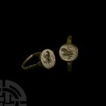 Medieval Bronze Ring with Leaping Lion