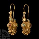 Byzantine Inlaid Gold Earrings