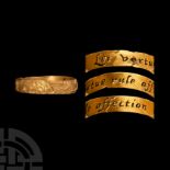 Post Medieval Gold 'Let Vertue Rule Affection' Decorated Posy Ring
