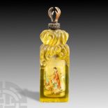 Chinese Glass Snuff Bottle with Figural Scene and Seal Base, Signed Zhou Leyuan