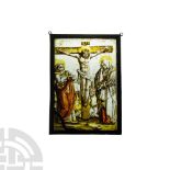 Medieval Stained Glass Panel with The Crucifixion