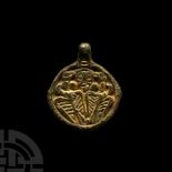 Viking Silver-Gilt Pendant with Odin Gripping Two Ravens