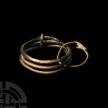 European Bronze Age Finger Ring with Attached Gold Earring