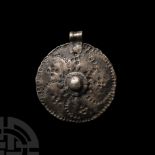 Viking Silver Sun Whorl Boss Pendant