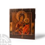 Russian Gilt Painted Wooden Icon of Hodegetria