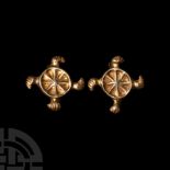 Merovingian Silver-Gilt Radiate Disc Brooch Pair