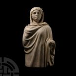 Life-Size Marble Draped Statue of Venus