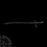 Medieval Iron Schiavonesca Type Sword with Latten Inlaid Crosses