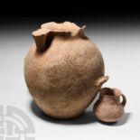 Bronze Age Ceramic Ritual Vessel with Cup