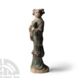 Chinese Qing Glazed Ceramic Female Attendant