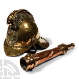 Merryweather Brass Fireman's Helmet and Hose Nozzle