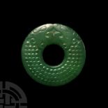 Chinese Green Glass Bi Disc