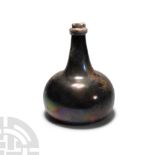 Tudor Period Glass Onion Bottle with Wine