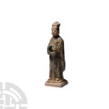 Chinese Qing Glazed Ceramic Female Attendant