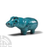 Egyptian Style Blue Glazed Hippopotamus