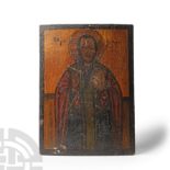 Painted Wooden Icon of Saint Eleutherios