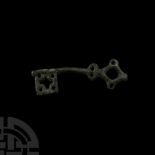 Viking Age Bronze Key with Quatrefoil-Shaped Handle