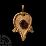 Western Asiatic Gold and Gemstone Pendant