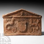 Post Medieval House-Shaped Armorial Terracotta Brick