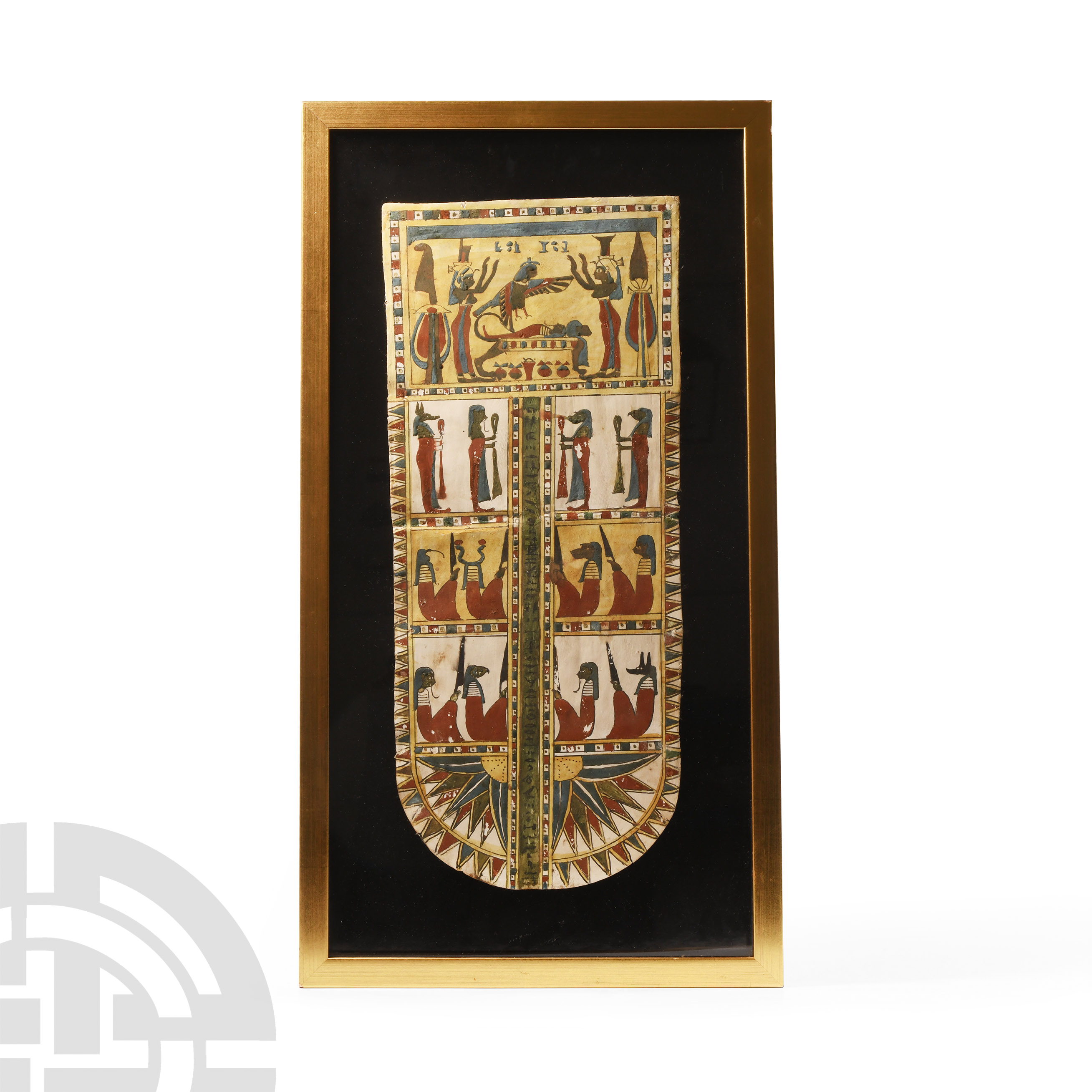 Framed Egyptian Cartonnage Panel with Hieroglyphic Inscription