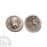 Ancient Roman Republican Coins - M Portius Cato - Victory AR Quinarius