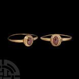 'The Bossingham' Medieval Gold Ring with Cabochon Garnet