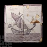 Post Medieval Glazed Ceramic Boat Tile Set