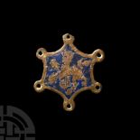 Medieval Gilt Bronze Knight's Heraldic Horse Harness Mount with Manticore