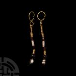 Western Asiatic Gold Bead Drop Earrings