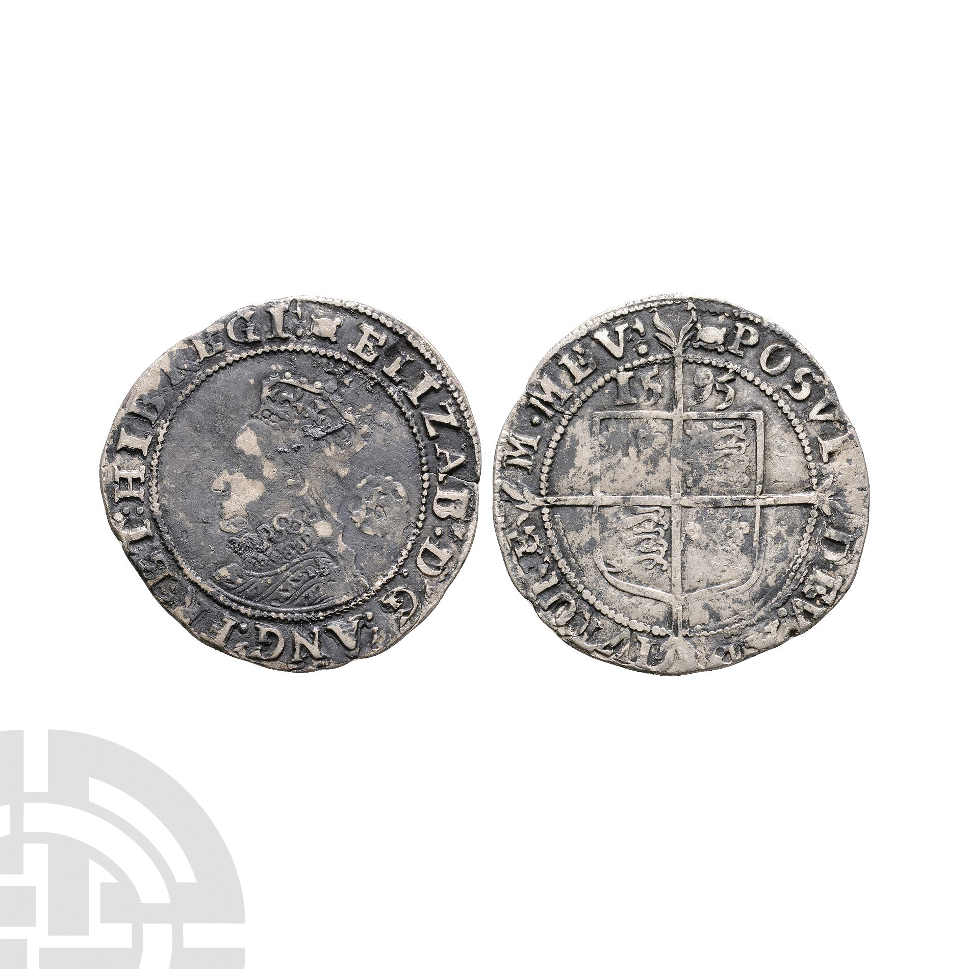 English Tudor Coins - Elizabeth I - 1595 - AR Sixpence