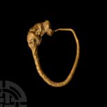 Greek Gold Animal-Headed Earring