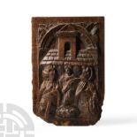 Medieval Wooden Panel with Scene of Birth of Christ