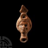 Roman Terracotta Oil Lamp with Face