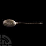 Roman Silver Cochlear Spoon Inscribed 'May You Live in God'