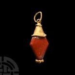 Western Asiatic Gold and Bead Pendant