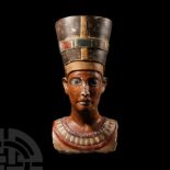 Painted Stone Bust of Queen Nefertiti