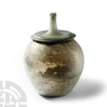 Large Roman Pale Green Glass Cinerary Urn