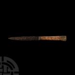 Medieval Iron Knife with Bronze Pommel