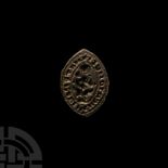 Medieval Bronze Vesica-Shaped Seal Matrix