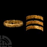 Post Medieval Gold 'Live Life to the Full' Decorated Posy Ring