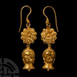 Greek Style Gold Earring Pair