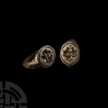 Tudor Period Bronze Ring with Birds on Nest