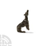 Roman Bronze Seated Hunting Hound