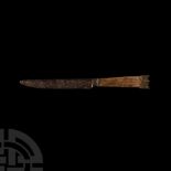 Medieval Iron Knife with Bronze Pommel